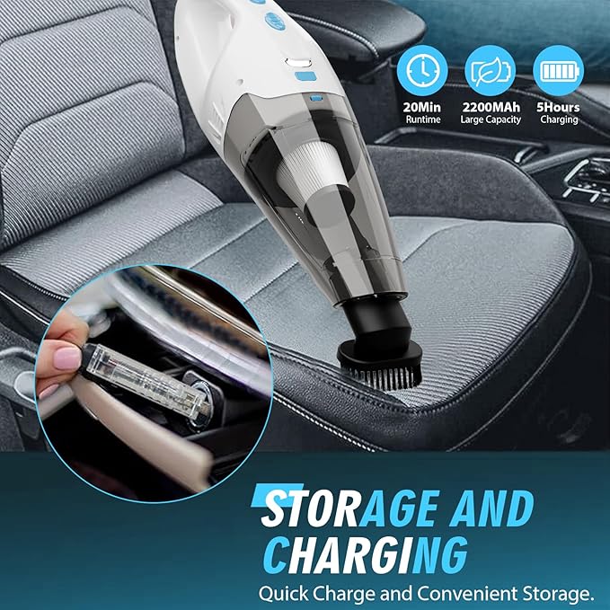 Handheld Vacuum Cordless, Hand Vacuum Cordless Rechargeable with LED Light/Multi Accessories,1.6lbs Car Portable Vacuum Cleaner for Pet Hair, Home, Car, Office
