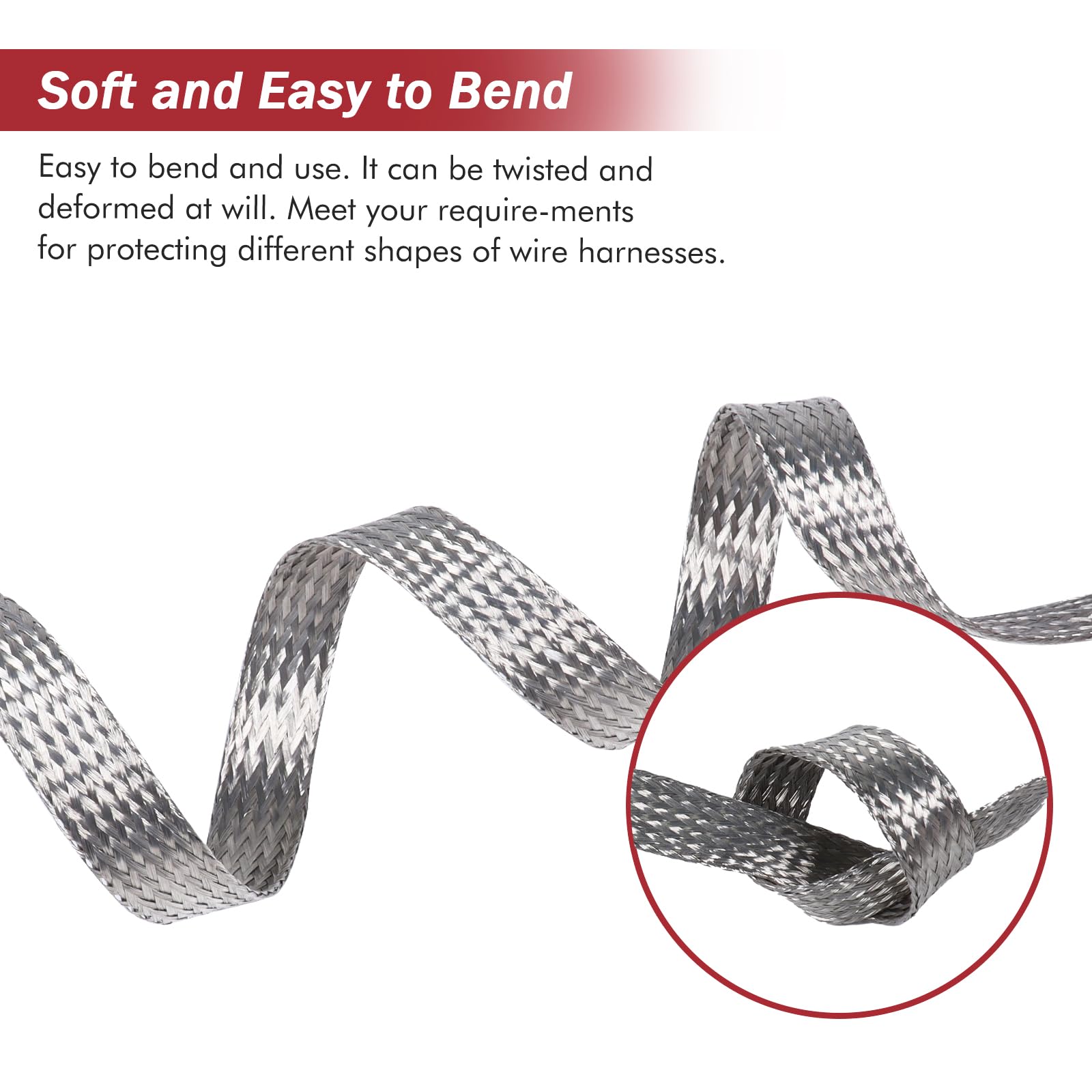 BuyUneed Tinned Copper Metal Braid Sleeving Wire Shielding 1/2inch-13ft