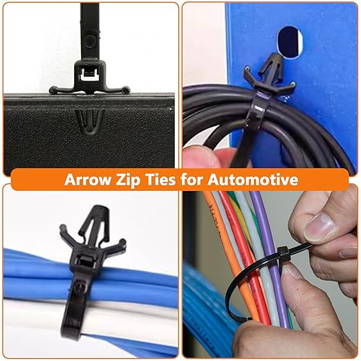 110Pcs Nylon Universal Cable Tie Buckle, Wire Loom Clips for Car Push Mount Zip Ties Assorted Sizes 6+8 Inch, Zip Tie Mount Automotive Fuel Line Wire Holder for Car Zip Tie Automotive Wiring Clip