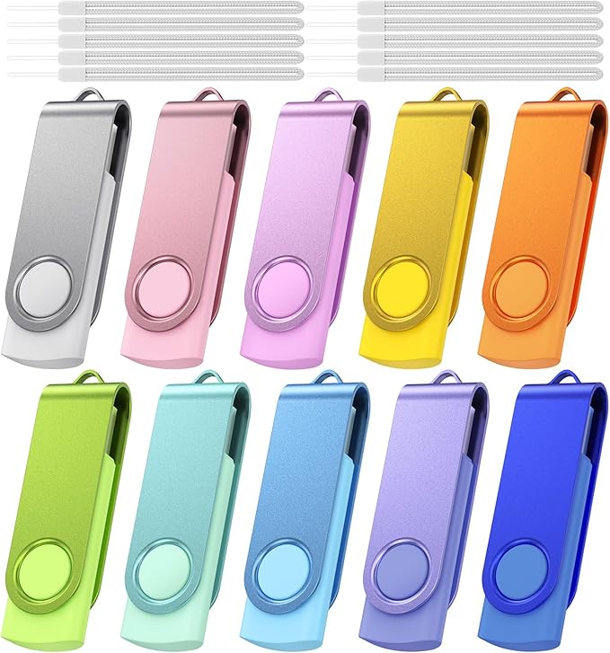 Kepmem 10 Pack 8GB USB Flash Drive, 8 GB Multipack USB 2.0 Memory Stick Thumb Drives Jump Drive Pen Drive Bulk with Lanyard for PC Laptop Computer