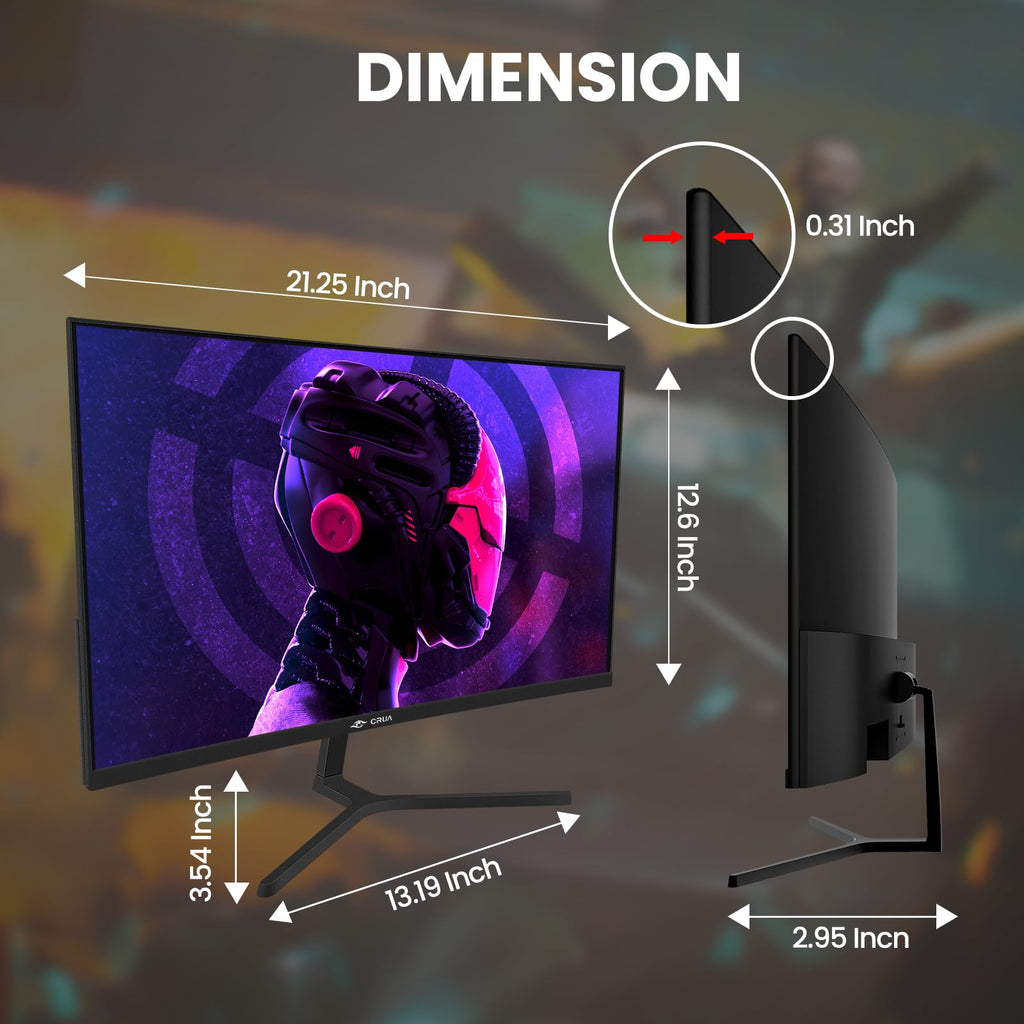 CRUA 24" FHD 1080P 180Hz Curved Gaming Monitor, 2800R, AMD FreeSync, Black