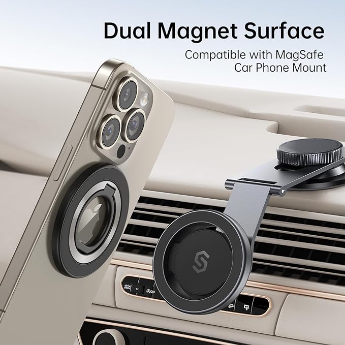 SYNCWIRE Upgraded Magnetic Phone Ring Holder for MagSafe, Magnet Cell Phone Grip Stand Finger Ring Kickstand Two-Sided Magnetic Compatible with iPhone 16 Pro Max 15 14 13 12 MagSafe Accessories