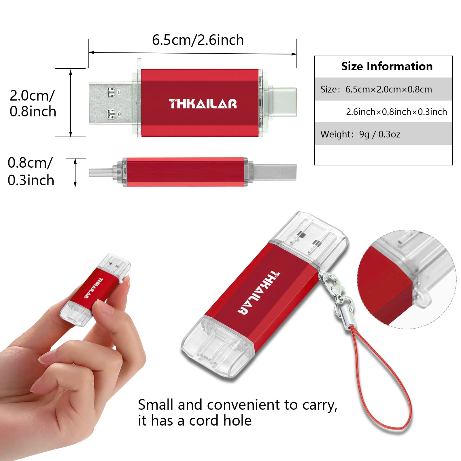 Thkailar USB Flash Drive 512GB,Type A and Type C Ports,Thumb Drive for iPhone 15/Android Phone/PC/Mac
