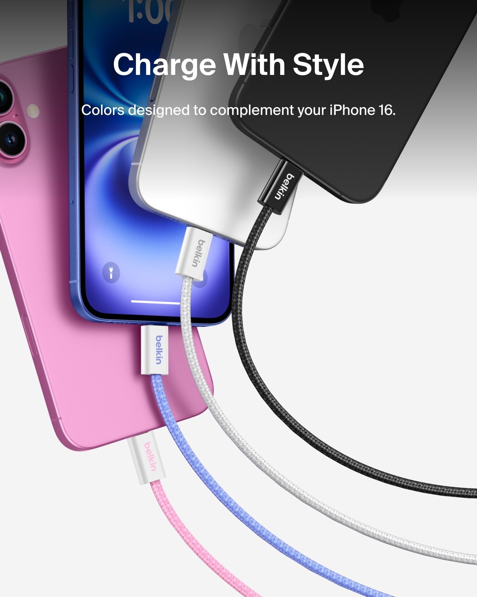 Belkin USB C to USB C 60W Braided Cable 2 Pack, 3.3ft iPhone Charger Cord