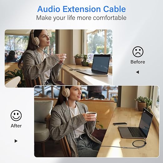 Elecan Headphone Extension Cable 15 Ft, 1/8 Inch 3.5 MM AUX Cord Wire Male to Female, Hi-Fi Sound Thin&Slim Braided TRS Stereo Audio Beats Cable Extender for Car,Home Stereos, Speaker,Phones