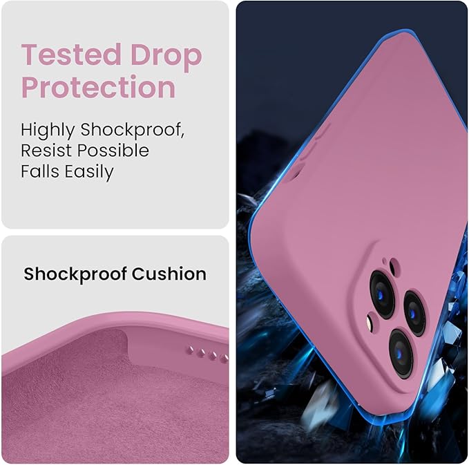 FireNova Designed for iPhone 13 Pro Case, Silicone Upgraded [Camera Protection] Phone Case with [2 Screen Protectors], Soft Anti-Scratch Microfiber Lining Inside, 6.1 inch, Lilac Purple