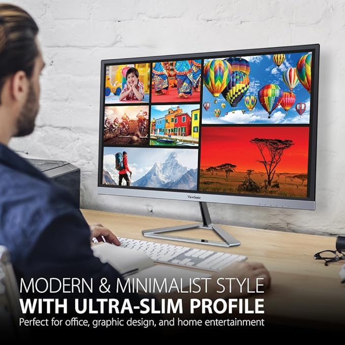ViewSonic VX2476-SMHD 24 Inch 1080p IPS Monitor with FreeSync, Ultra-Thin Bezels, HDMI and DisplayPort