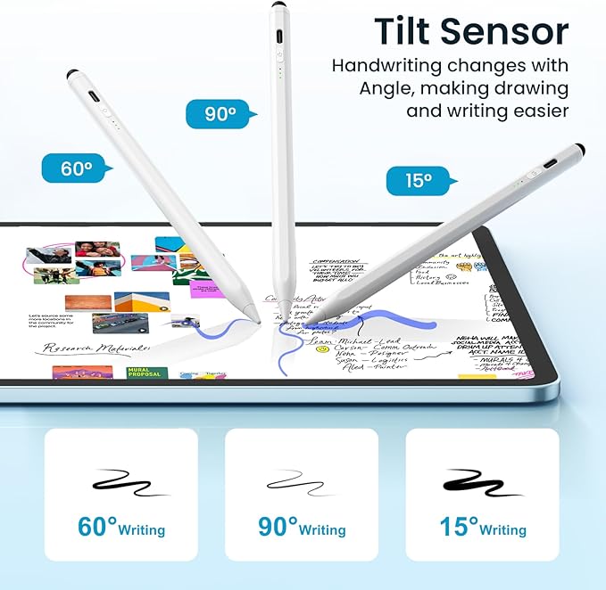 Dual Tip Stylus Pen for iPad 2025-2018,13 Mins Fast Charge with Tilt Sensitivity and Palm Rejection for iPad 11/10/9/8/7/6th Gen,Air 7/6/5/4/3/M3/M2, Pro 13"/12.9"/11"/M4, Mini 7/6/5th,White