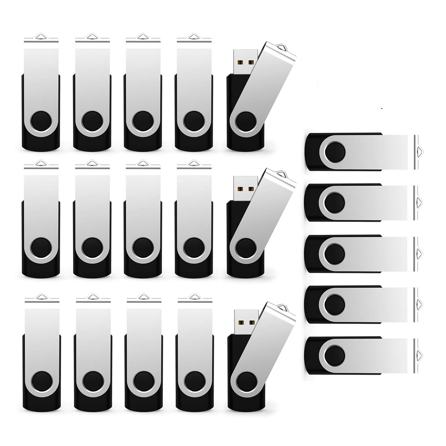 USB Flash Drive 1GB 20 Pack, Bulk USB 2.0 Flash Drives Thumb Drive Swivel Memory Stick Jump Drive Pen Drive,1 gig 20 Pieces