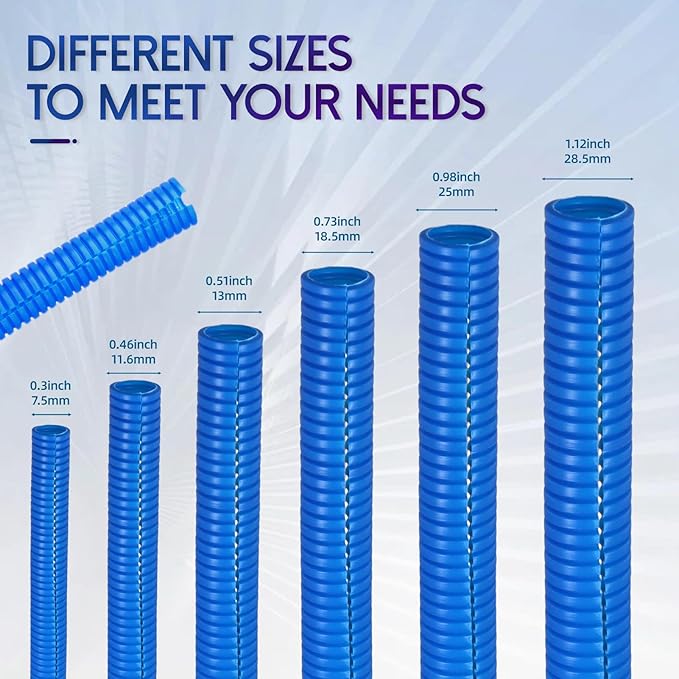 Split Wire Loom Tubing, 10,25ft Cord Protectors from Pets No Chew, Flexible Wire Covers Cord Protectors, Protective Split Cable Sleeve for Automotive Home Industrial Wires(Blue, 0.46inch-25ft)