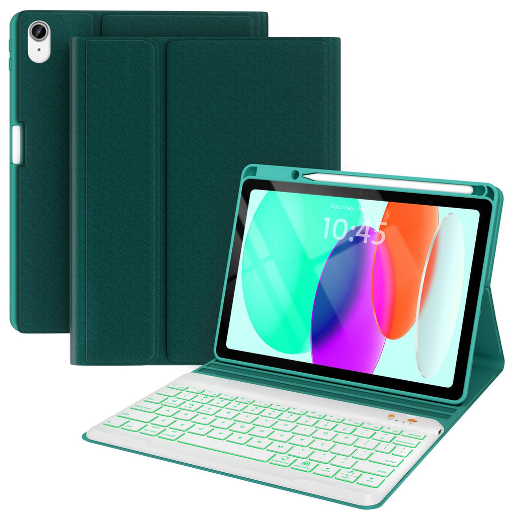 BLUTLOTUS Keyboard Case for iPad 11th Generation (A16) 10th Generation (2025/2022) - 360 Rotatable Magnetic Folio Cover, 7 Color Backlit Detachable Wireless Keyboard with Pencil Holder (Purple)