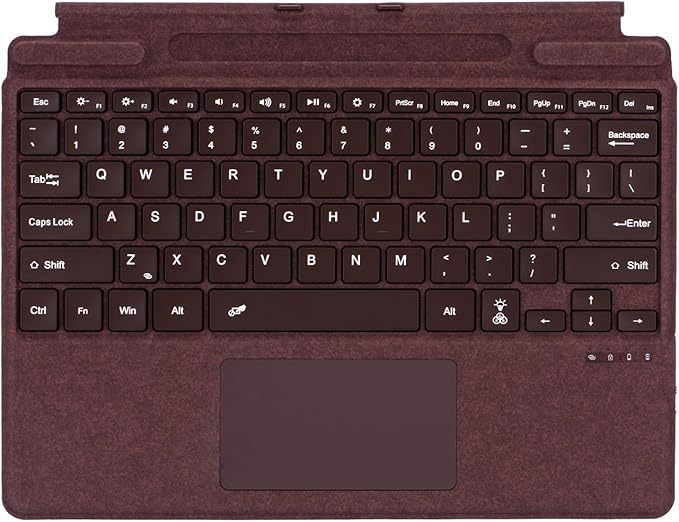 Keyboard for Microsoft Surface Pro Copilot+ (11th Edition) / Pro 11 / Pro 10 / Pro 9 / Pro 8 / Pro X, 13 inch, Detachable Type Cover with Touchpad, 7-Color Backlit & Pen Holder (Wine)