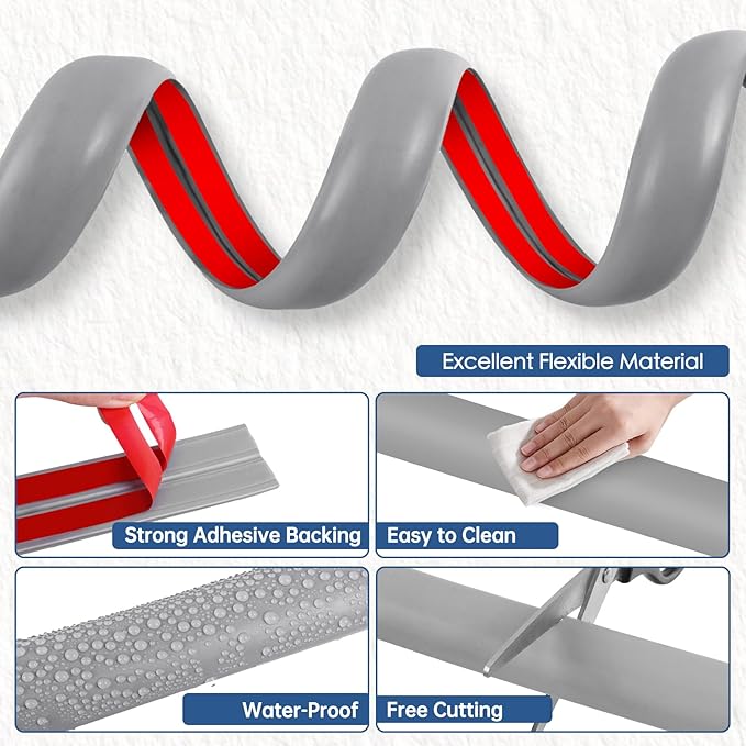 Floor Cord Cover for Wires on Floor Self Adhesive Cord Hider Floor Cable Management Wire Covers for Cords Protector Prevent Cable Trips Cord Cavity W 0.32" x H 0.32", Gray, 3.3Ft