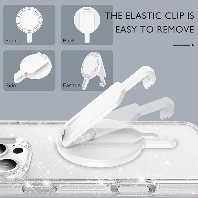 BAISRKE Magnetic Belt Clip Phone Holder, Strong Magnetic Waist Clip Compatible with Phone Cases, Portable & Versatile Accessory for Travel & Outdoor Use - White