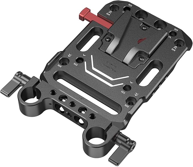 SMALLRIG V Mount Battery Plate, V-Lock Battery Plate with Dual 15mm Rod Clamp, 1/4"-20 & 3/8"-16 Threaded Holes V Mount Battery VB99 SE / VB99 / VB99 Pro, for Neewer PS099E