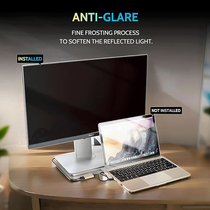 [2-Pack] 20 Inch Privacy Screen for Computer Monitor 16:9 Aspect Ratio, Eye Protection Anti Blue Light Glare Shield, 20inch Removable Black Blackout Anti Spy Desktop Security Private Filter