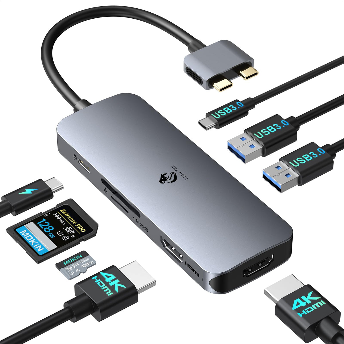 LIONWEI Laptop Docking Station,16 in 1 USB C Docking Station Triple Monitor