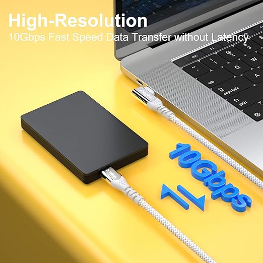 Fasgear 100W USB C to Type C 90 Degree Cable 3ft, USB 3.1 Gen 2 10Gbps Data 5A Power Delivery (PD) with E-Marker Compatible for Link,VR Headset,PD Docking Station,HHD,MacBook,4K Displays Grey