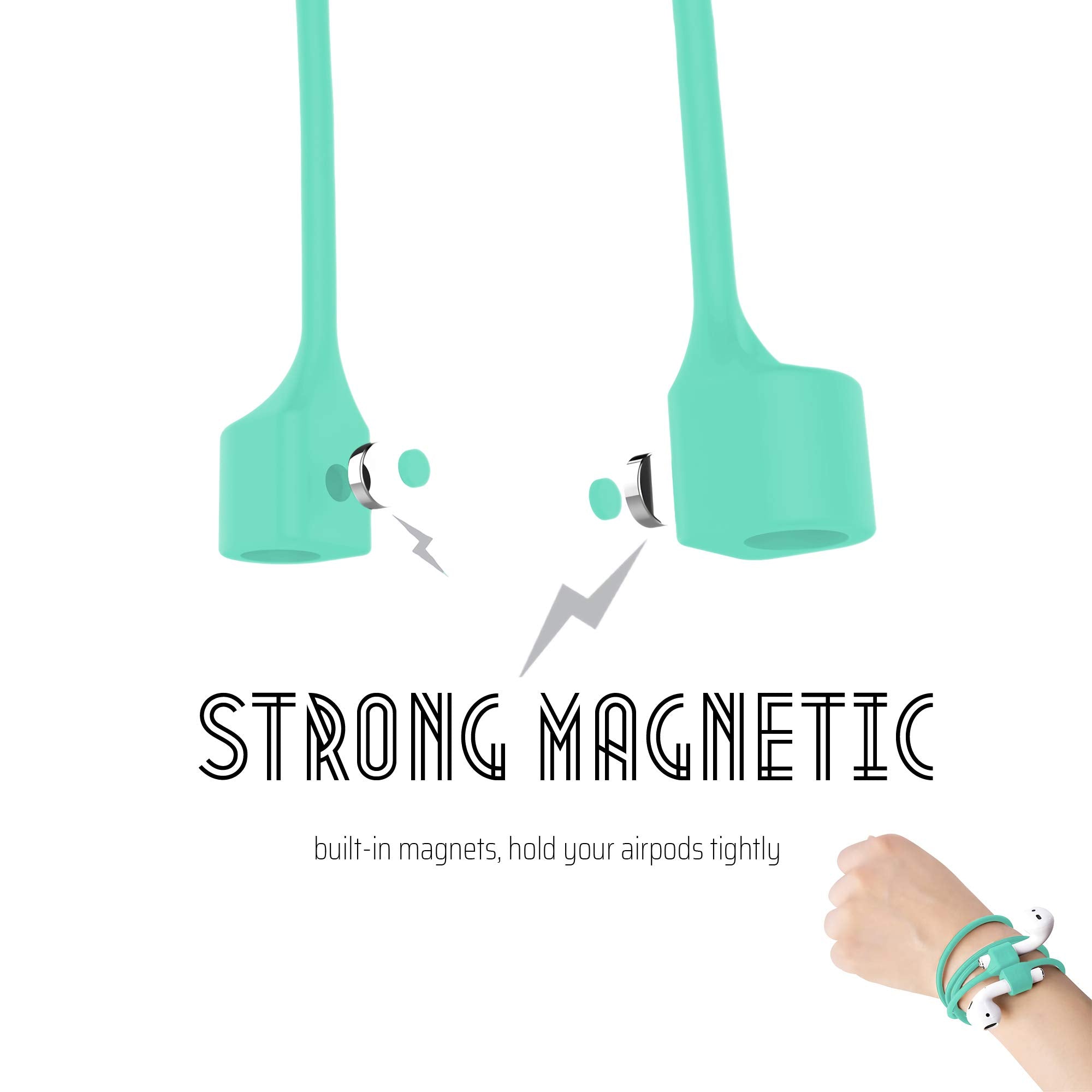 cobcobb Ultra Strong Magnetic Airpod Pro Strap Anti-Lost Cord Sports Lanyard Compatible with Airpods 3rd 2nd Generation Pro 3 2 1 (Mint)