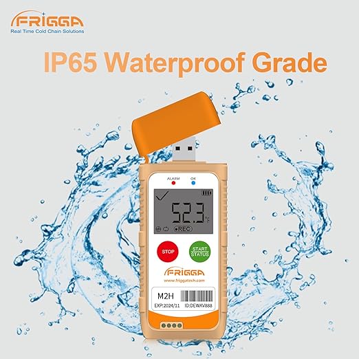 Frigga M2H 10 Pack Reusable Temperature Humidity Data Logger USB Digital Refrigerator Thermometer Multi-Use Temperature Recorder High Accuracy 28800 Points PDF CSV Report