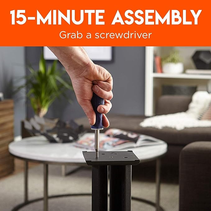 ECHOGEAR Universal Floor Speaker Stands - Vibration-Absorbing MDF Design Works with Klipsch, Polk, JBL & Other Bookshelf Speakers Or Studio Monitors - Includes Sound Iso Pads & Carpet Spikes