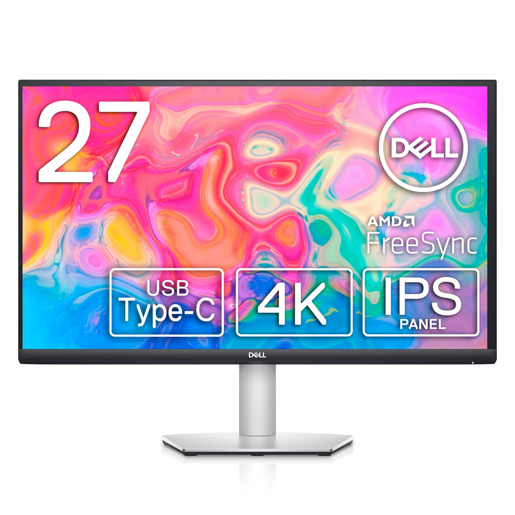 Dell S2722QC Monitor - 27 inch 4K USB-C, UHD (3840 x 2160) Display, 60Hz Refresh Rate, 8MS Grey-to-Grey Response Time, Built-in Dual 3W Speakers, 1.07 Billion Colors - Platinum Silver