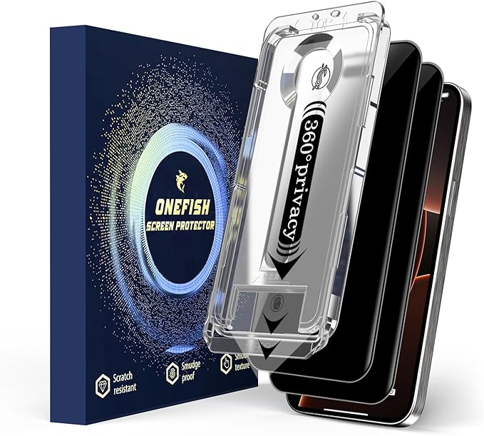 OneFish 2 Pack 360° Privacy Screen Protector for iPhone 15 Plus / 16 Plus