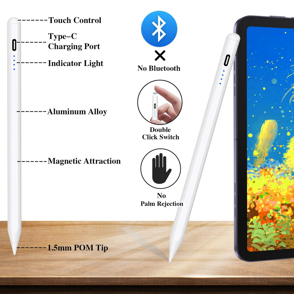 Active Stylus Pens for Touch Screens Rechargeable Tablet Pen POM Tip