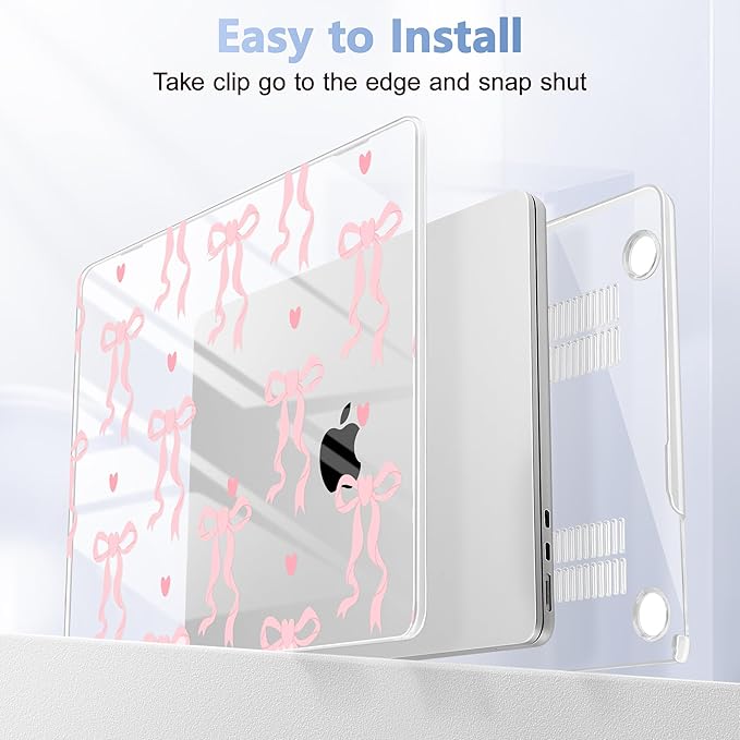 Case for MacBook Air 15 Inch 2025 2024 2023 Release M4 A3241 M3 A3114 M2 A2941, Hard Shell with Screen Protector & Keyboard Cover, Compatible with Touch ID, Bow