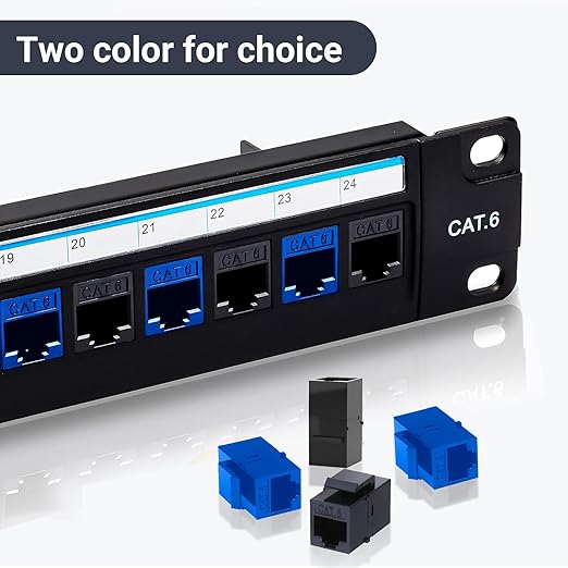 Cat6 RJ45 Keystone Coupler 25-Pack, Ethernet Coupler Female to Female, Ethernet Cable Extender UTP Inline Cat6 Keystone Jacks for Wall Plates & Patch Panels – Black