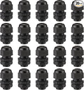 PENGLIN Cable Glands 3/8" NPT Nylon Cable Connector, Strain Relief Cord Connector, IP68 Waterproof Adjustable Locknut(3/8 Inch (20 Pack))