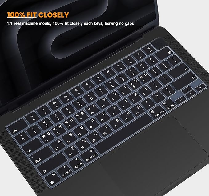 Korean Silicone Keyboard Cover Skin for 2024 2023 14.2 inch Apple MacBook Pro 14 A3112 A3401 A3185 A2992 A2918 A2442 A2779/Pro 16 A3403 A3186 A2991 A2485 A2780 with M4 M3 M2 M1 Pro Max Chip - Black