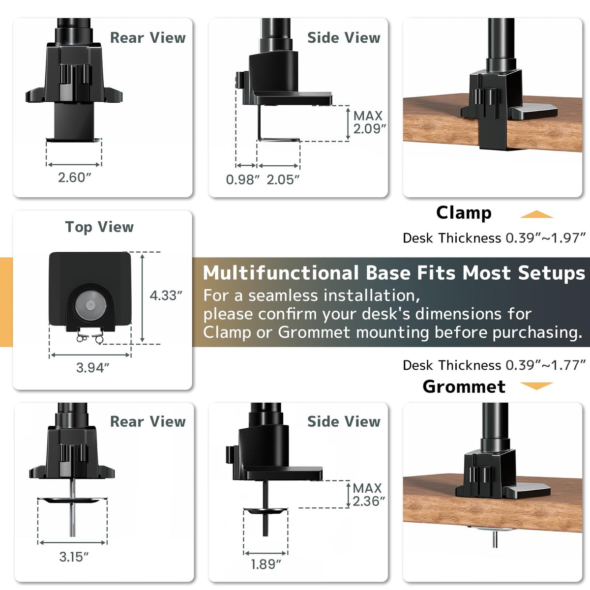 24-57'' Ultrawide Monitor Desk Mount, Aluminum Heavy Duty Monitor Arm