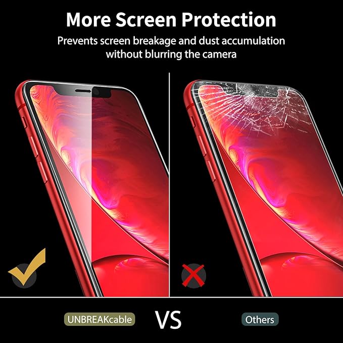 UNBREAKcable Screen Protector for iPhone XR / iPhone 11 [3-Pack], 9H Hardness Tempered Glass for iPhone XR / 11, Case Friendly, 2.5D Round Edge, Anti-Bubbles, Easy Install Tool (Not Whole Screen).
