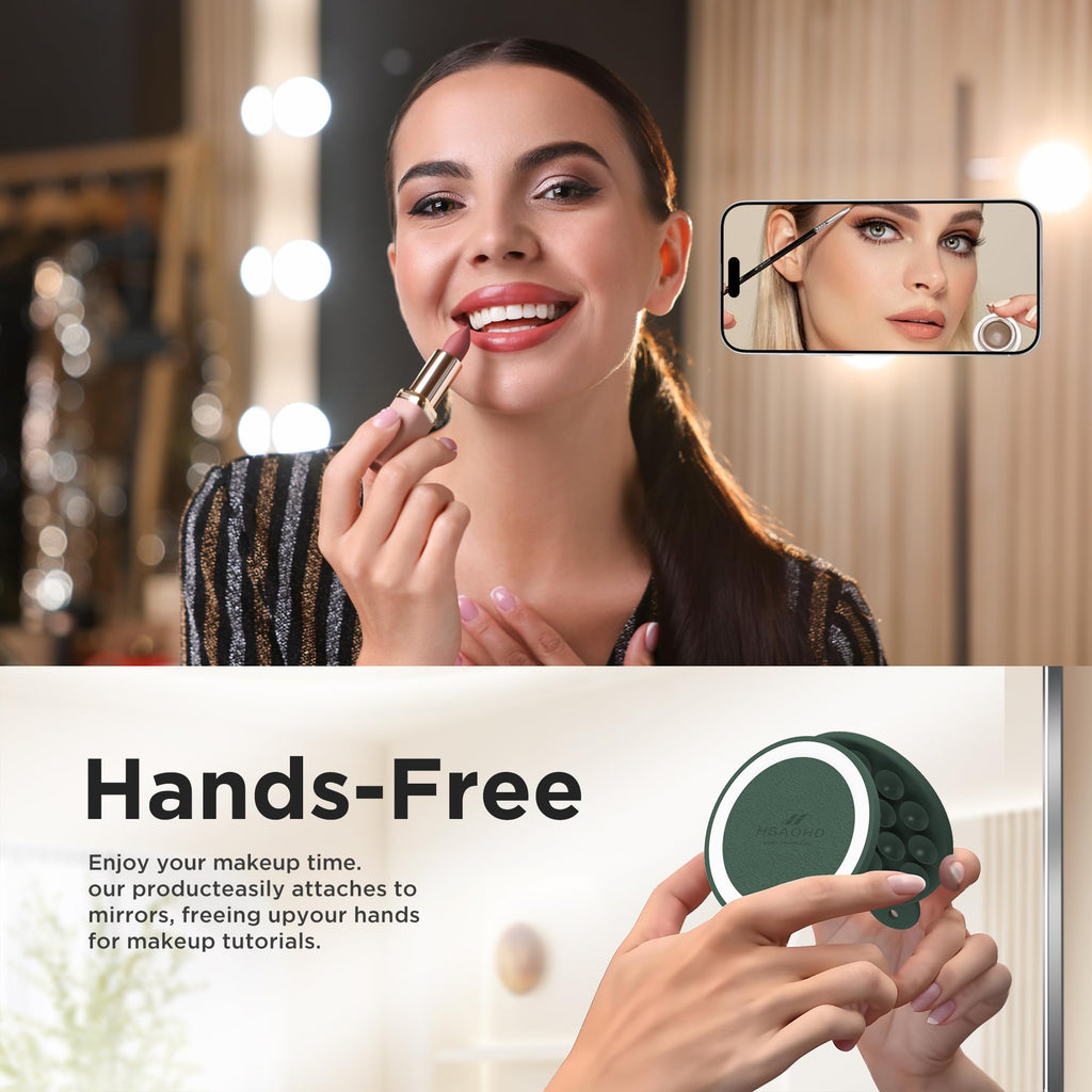 HSAOHD Magnetic Suction Cup Phone Mount, Compatible with MagSafe, Silicone Octo Cup Buddy Sticky Grip Holder for iPhone and Android, Removable Hands-Free Selfie/Video for TikTok, Alpine Green