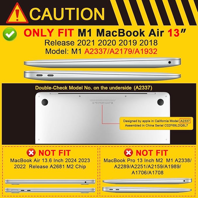Batianda Case for M1 MacBook Air 13 Inch Model A2337 A2179 A1932 2021 2020 2019 Release,Lovely Creative Series Design Hard Shell with Keyboard Cover & Screen Protector, Cute Dinosaur