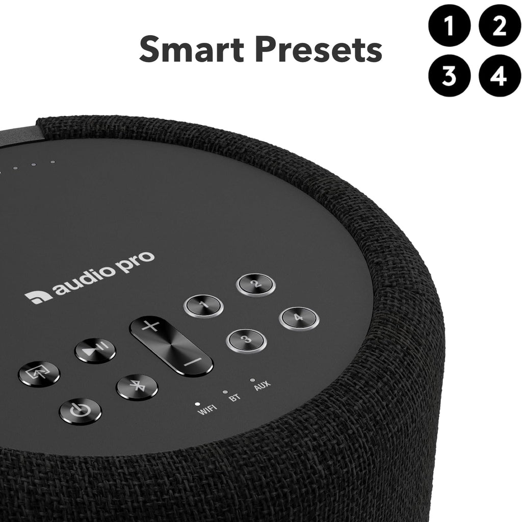 Audio Pro A10 MKII Wireless Multiroom Speaker, WiiM Edition | High Fidelity, Bluetooth, WiFi | Compatible with AirPlay 2, Google Cast, Siri, WiiM Home App, Stream Spotify, Tidal & More, Black
