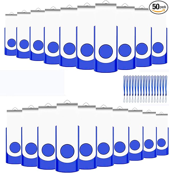 EASTBULL 50 Pack 4GB Bulk Flash Drives Pack USB 2.0 Thumb Drives Pack 4GB Bulk USB Drive (Blue, 50 Units)