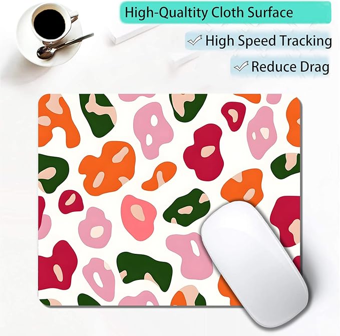 Colorful Abstract Leopard Custom Mouse Pad with Non-Slip Rubber, Small Square Design for Wireless Laptop & Computer Mouse Pads for Desk, 9.5 x 7.9 inch Smooth Surface for Gaming & Office
