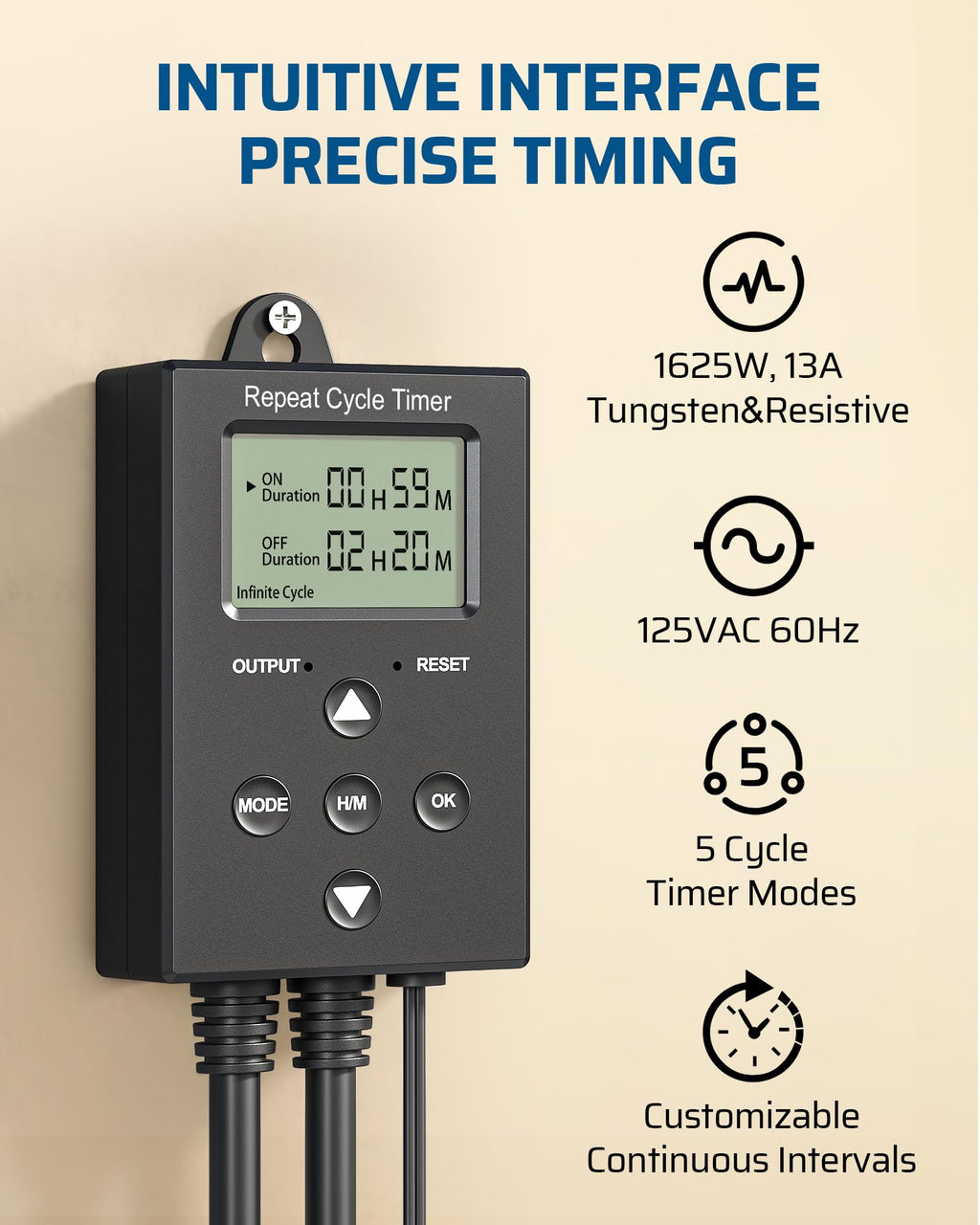 DEWENWILS Timer Outlet Short Period Repeat Cycle Intermittent Digital Timer