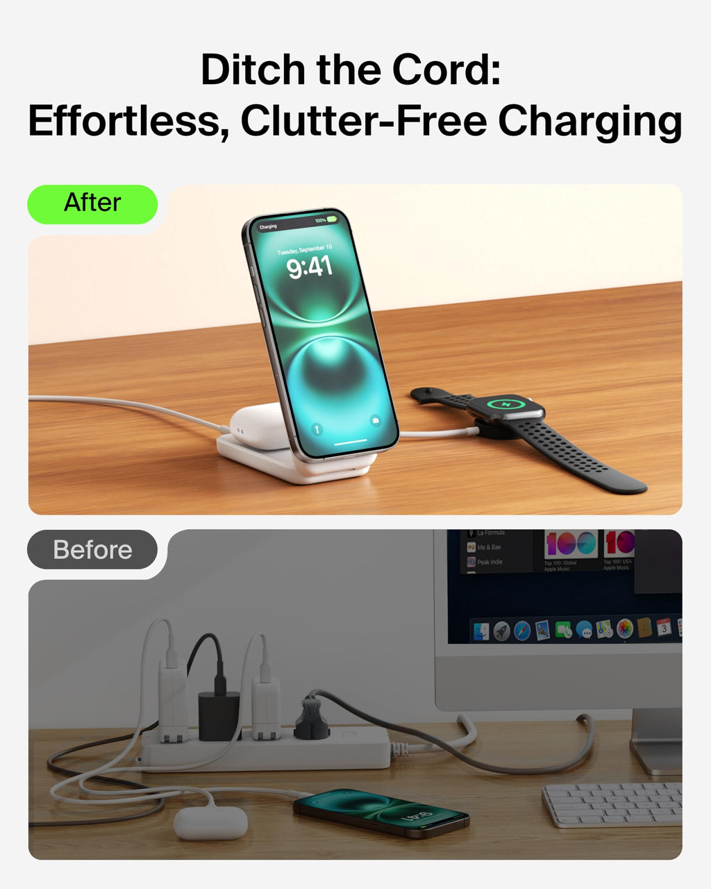 Belkin Qi2.2 25W Wireless 2 in 1 Foldable Fast Charging Station for iPhone