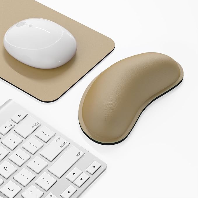 Dapesuom Mouse Wrist Rest, Ergonomic Memory Foam Mouse Wrist for Computer Desk Mats Support, Hand Rest Pad Cushion for Gaming, Office, Laptop, Men, Women, Pain Relief & Easy Typing, Leather Brown