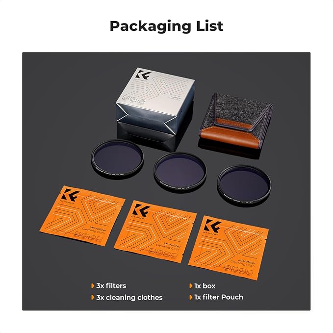 K&F CONCEPT 67mm Star Filters Kit (3pcs) 4 Points 6 Points 8 Points Cross Screen Starburst Filters Set -18 Layer Coating Ultra Slim Optical Glass Camera Lens Filter with 3 Cleaning Cloth