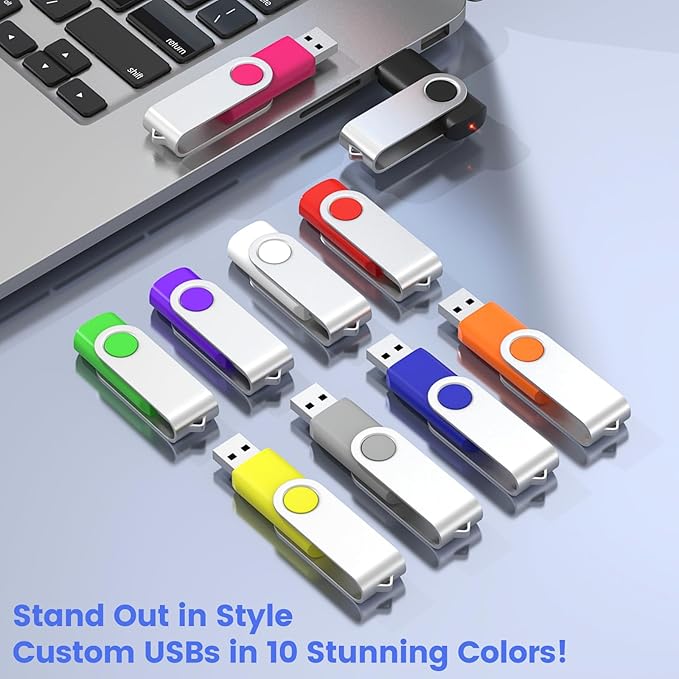 ABLAZE Personalized USB 16GB Flash Drive 10 Pack, USB 2.0 Custom Thumb Drives Personalized Pendrive Memory Stick (Mixcolors)
