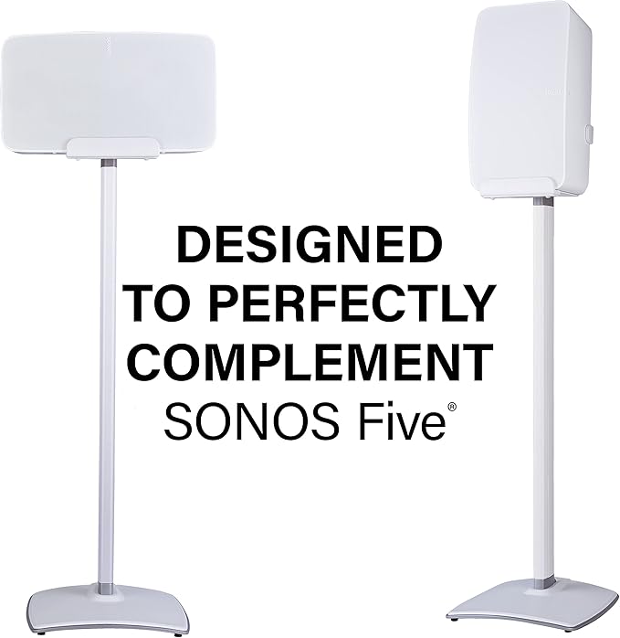 Sanus Wireless Speaker Stand for Sonos Five and Sonos Play:5 - Audio Enhancing Design for Vertical & Horizontal Audio with Built-in Cable Management & Premium Alloy Materials - OSS52 (White)