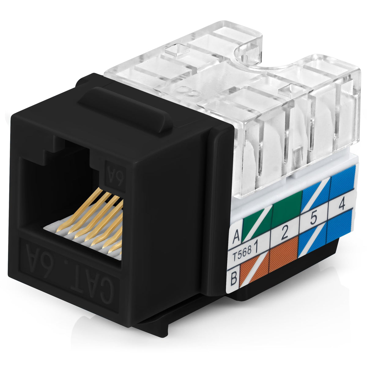 Everest 90 Degree RJ45 Cat6A Keystone Jacks Slim Profile 20-Pack Yellow