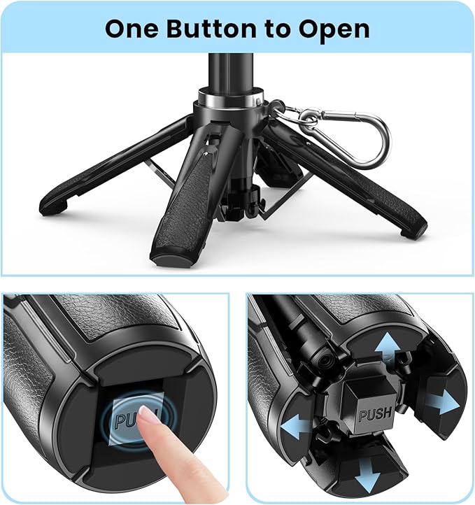 Mini Tripod with Dual Fill Lights, Portable Selfie Stick with Wireless Remote, Pocket Size Phone Tripod with Cold Shoe for iPhone/Android, Vlogging & Live Streaming（Black）