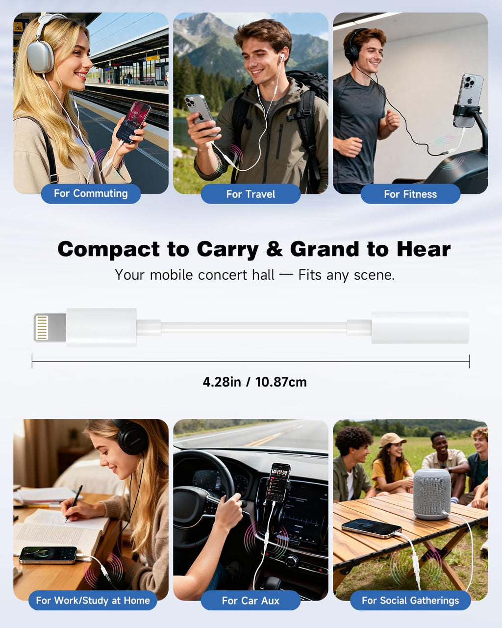 3-Pack Lightning to 3.5mm Adapter, MFi Certified Hi-Fi DAC Audio Dongle
