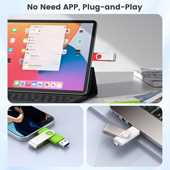 Customizable 16GB Flash Drive 10 Pack, ABLAZE Dual USB 2.0+ Type C Thumb Drives with Logo Personalized USB Memory Sticks (Mixed Colors)