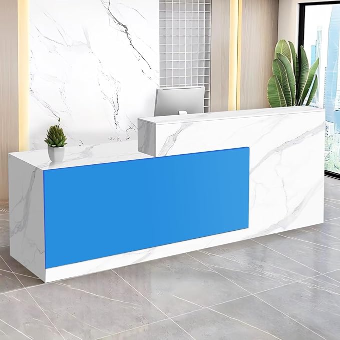 Reception Desk with Counter Modern Checkout Counter with Lockable Drawer Keyboard Tray Receptionist Desk for Office Salon Reception Table V Left 47inch/120cm